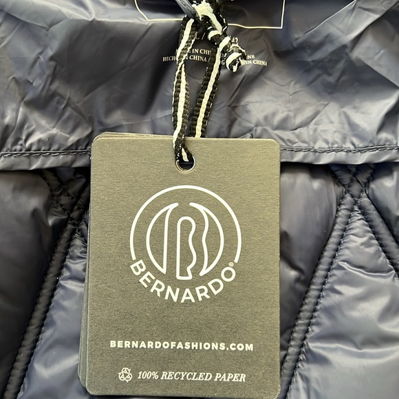 BERNARDO Knit Sleeve Diamond Quilt Puffer Coat Large - Picture 8 of 9